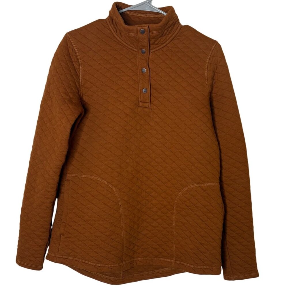 Duluth Trading Quilted Snap Pullover Tunic Rust Brown Cozy Outdoor Top S